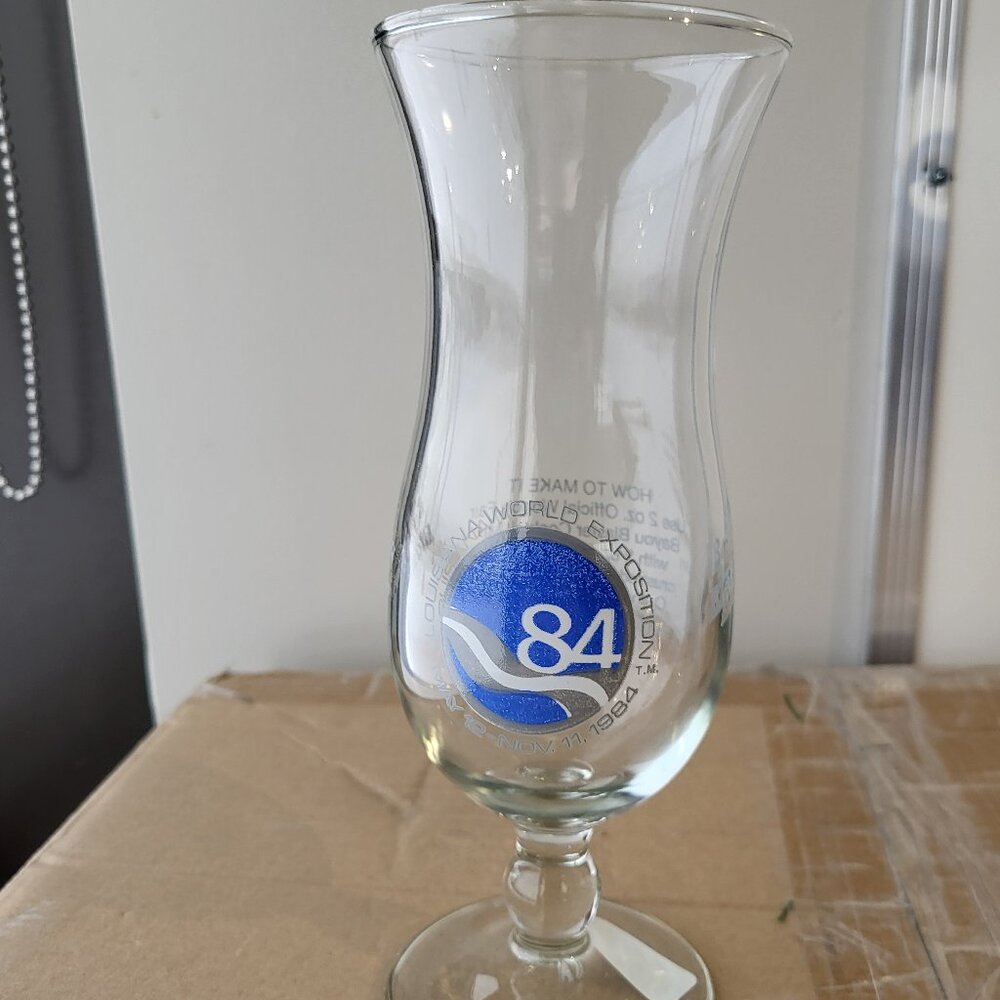 1984 Louisiana World Expo Hurricane Glass Bayou Blaster Recipe GUC SEE PICS